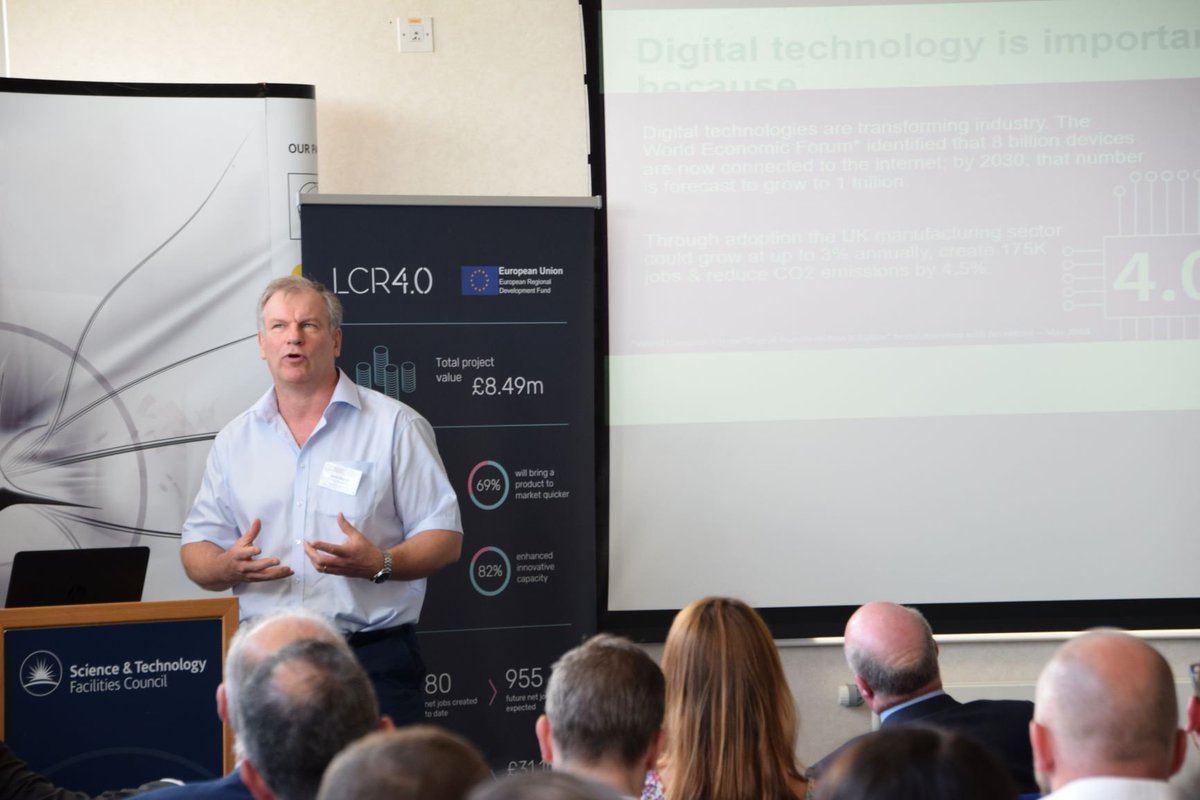 HartreeCentre's tweet image. Alain Dilworth from @MadeSmarterUK  discussing how #MadeSmarter #NorthWest hopes to build on the successes of @weareLCR4 providing support for businesses on their digital journey.  #LCR4TechShowcase