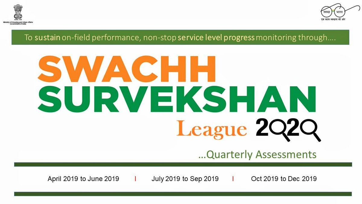 The world's largest urban cleanliness survey Swachh Survekshan, has been one of the key components of <a href="/SwachhBharatGov/">Swachh Bharat Urban</a>.

The energy, participation &amp; enthusiasm it generates across our cities have transformed this mission of the govt into a mission of the people.