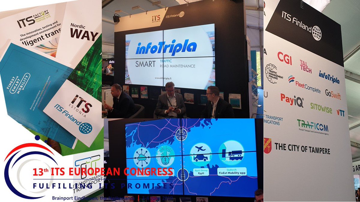 infotripla's tweet photo. A set of successful @Infotripla 's #SmartMobility solutions represented @ITS_Congresses #ITSNL2019 this week. True win-win in @finest_smart , @Tamperekaupunki, @ITS_Finland, @ITSFactory @PortOfHelsinki #NordicWay2 #TransformingTransport @ArcticMachine @ERTICO @ItsEstonia https://t.co/ahFF807ooh