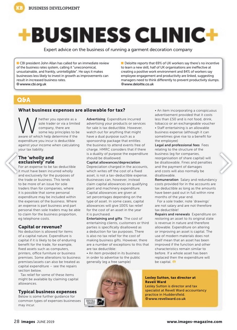 She’s at it again! Our #tax director, Lesley, features in this month’s <a href="/ImagesMagUK/">Images Magazine</a> offering advice on which of your business expenses are tax deductible 👇🏼
images-digital.com/DE/Images_Digi…