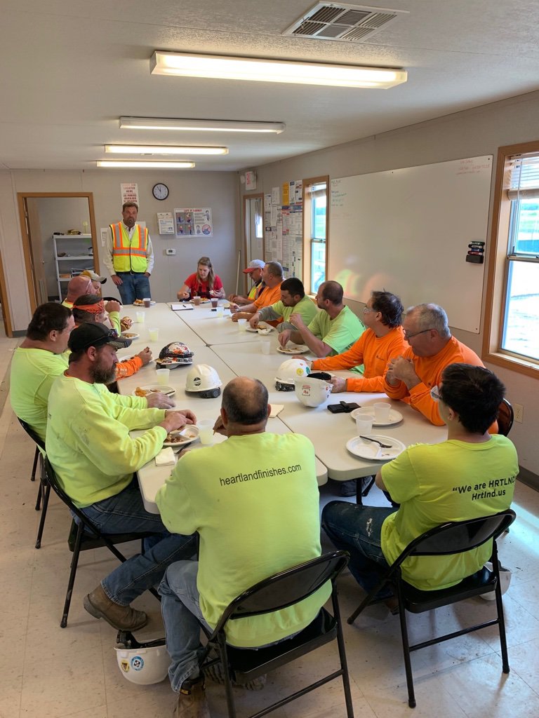 WeAreHRTLND's tweet photo. Heartland staff at the P-125 Joint Reserve Center near Granger participated in one of our Jobsite Safety Walks and Lunches. Safety and success is a top priority at Heartland and we share these values with our team! #safety #MidwestBuilders #WeAreHRTLND https://t.co/p4ymGDrIgF