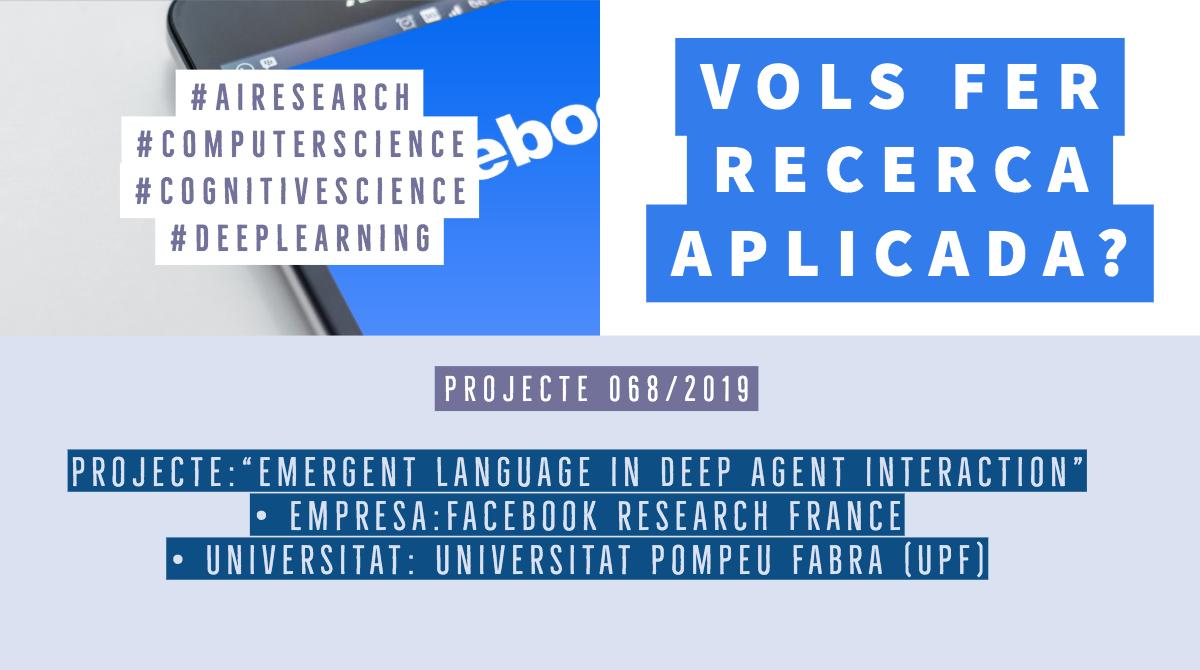 🗣️🤖 Vols fer #recerca aplicada? 👩‍🔬 Participa en aquest projecte amb l'#empresa @FacebookFR i la #universitat <a href="/UPFBarcelona/">UPF Barcelona</a> sobre #AIresearch #Computerscience #Deeplearning #Cognitivescience  / Apunta't al projecte 👉 bit.ly/2Wi8Zhl