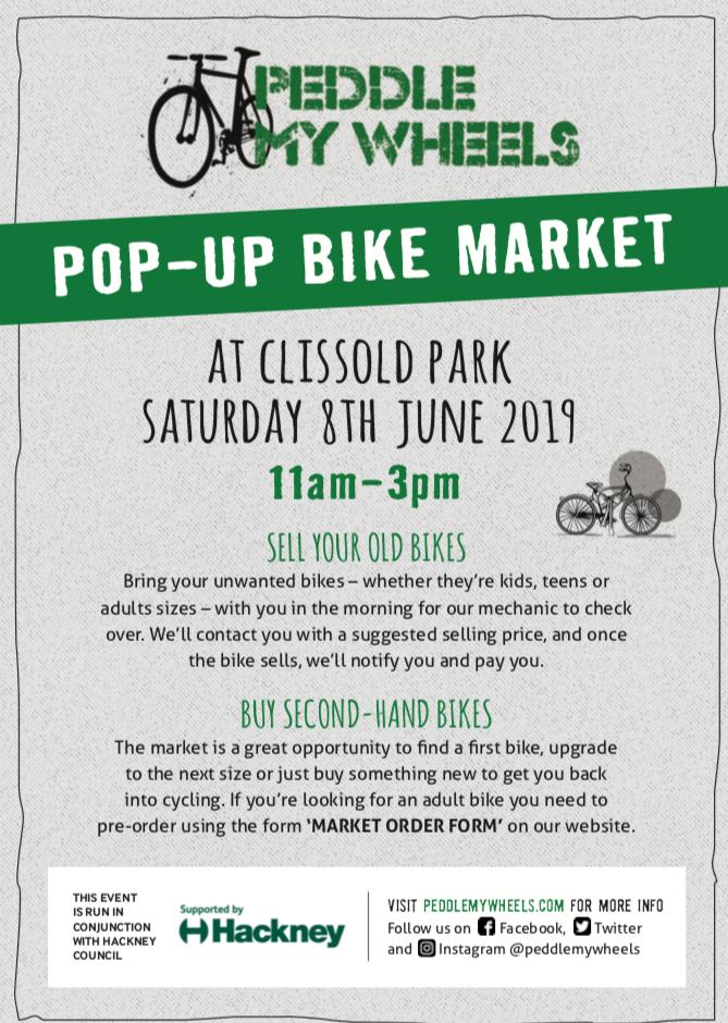 greenerhackney's tweet image. Fix your bike with Dr Bike OR buy a second hand bike OR sell yours with @peddlemywheels at the Pop-Up Bike Market stall during the Zero Waste Hub event in Clissold Park this Saturday.