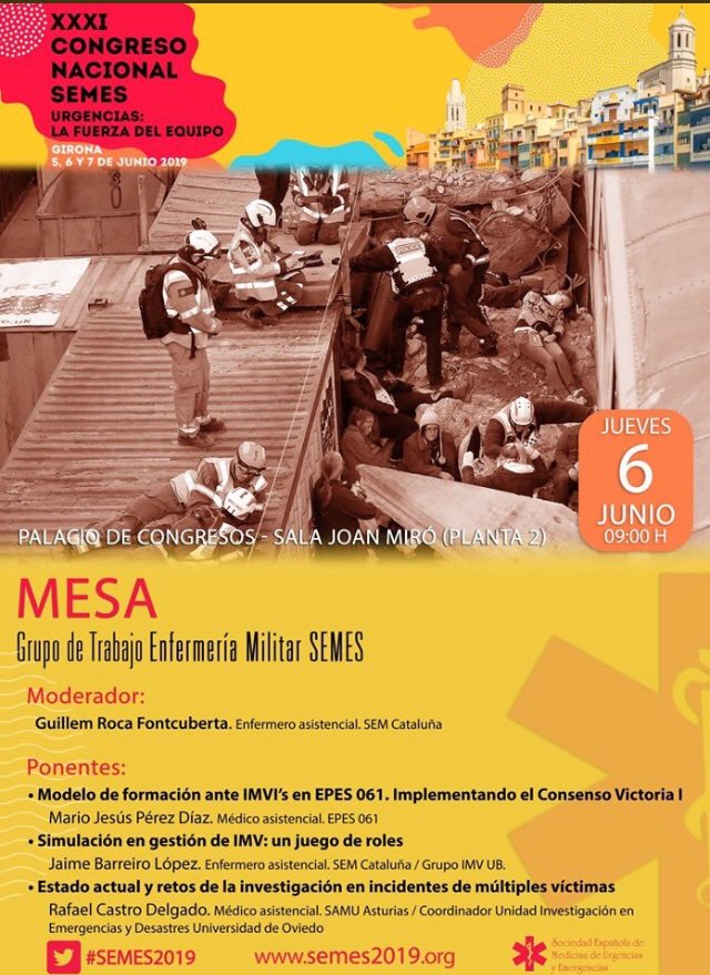 Hoy en #SEMES2019 representación del Grupo de IMV del SAMU-Asturias hablando sobre investigación.