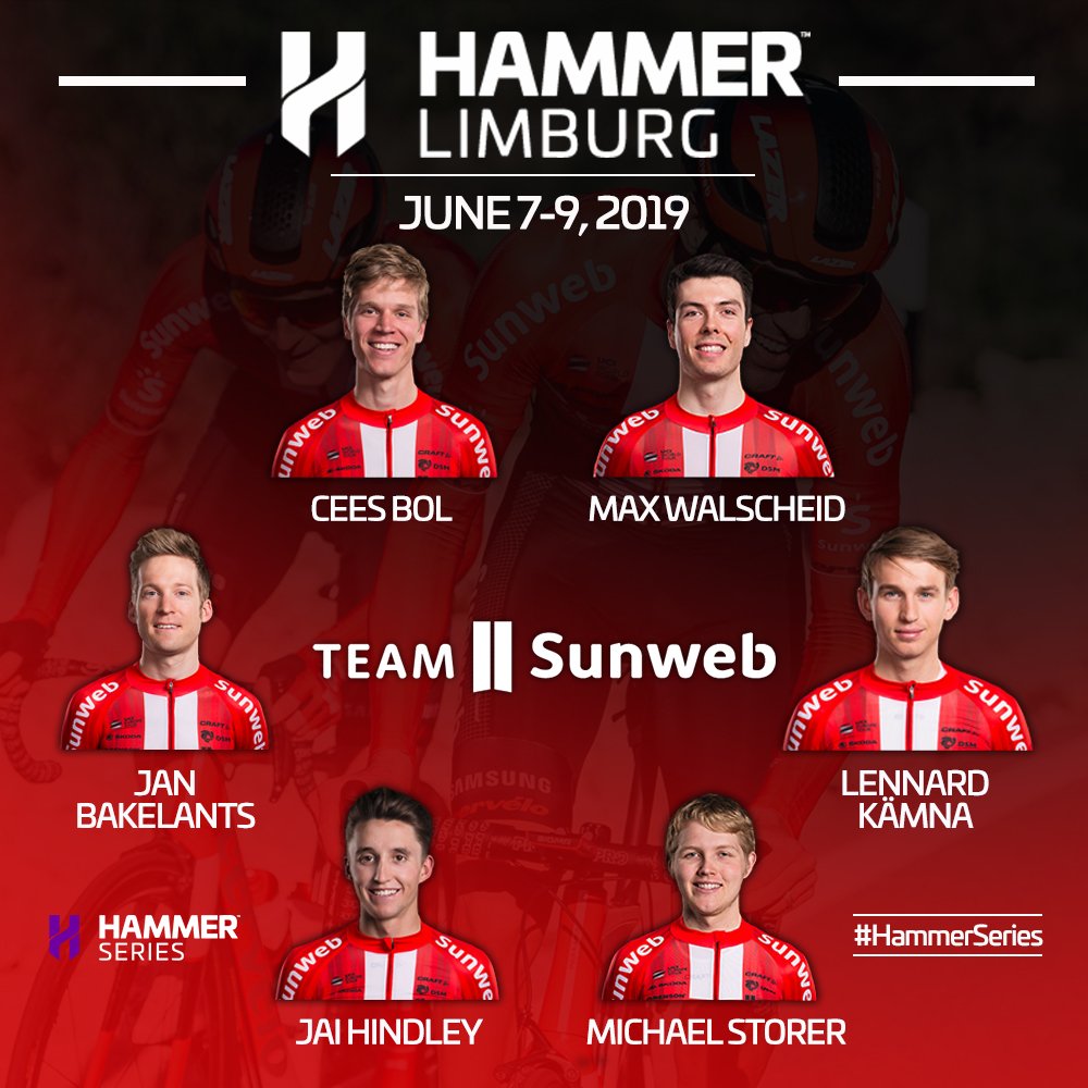 The last line-up to be revealed for @HammerLimburg is @TeamSunweb. We can’t wait for the racing to start tomorrow!

You'll find all the team rosters for #HammerLimburg right here: hammerseries.com/latest-from-ha…