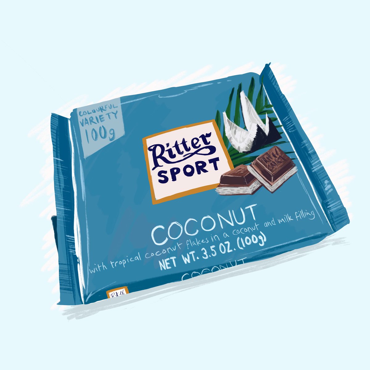 This  @ritter_sport makes my sweet tooth tingle. In a good way. It out Bountys a Bounty