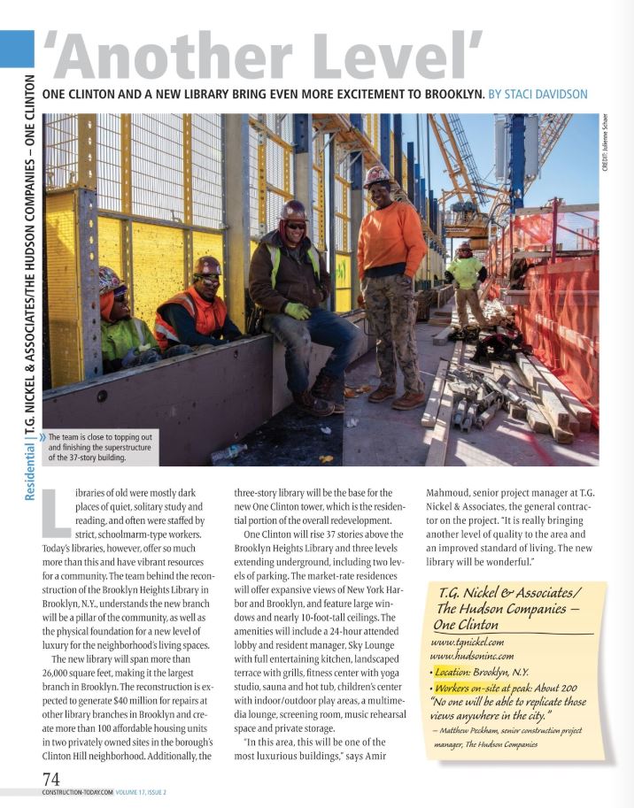 Construction Today gets the scoop on Nickel’s #OneClinton project—a unique 36-story condo and library tower that’s “bringing another level of quality” to the New York City skyline! Be sure to check out the article. #tgnickel #construction <a href="/ConstructToday/">Construction Today</a> digital.construction-today.com/nxtbooks/knigh…