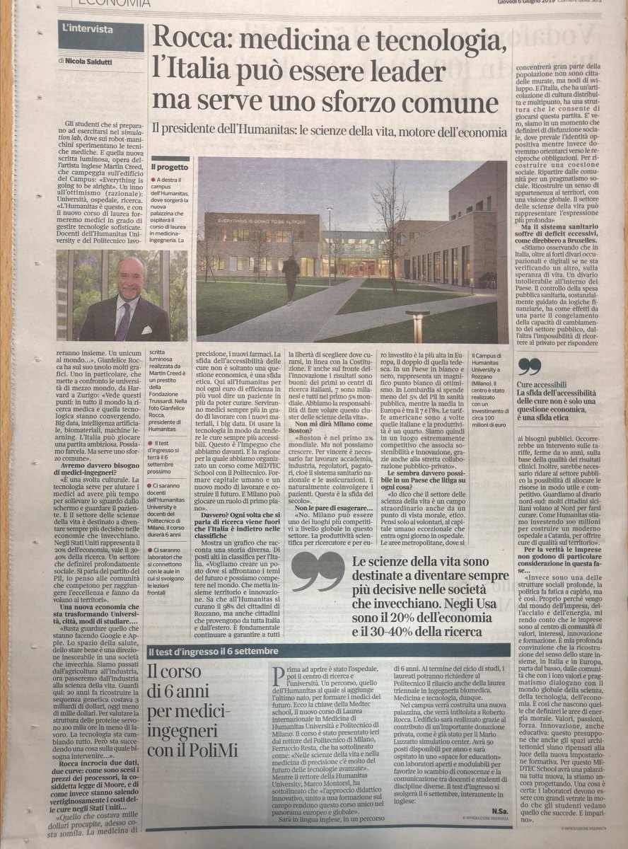 HPolimi's tweet photo. Ottima sinergia tra @polimi e @HumanitasMilano per formare figure professionali sempre più specializzate e competenti https://t.co/9tXJzs781o