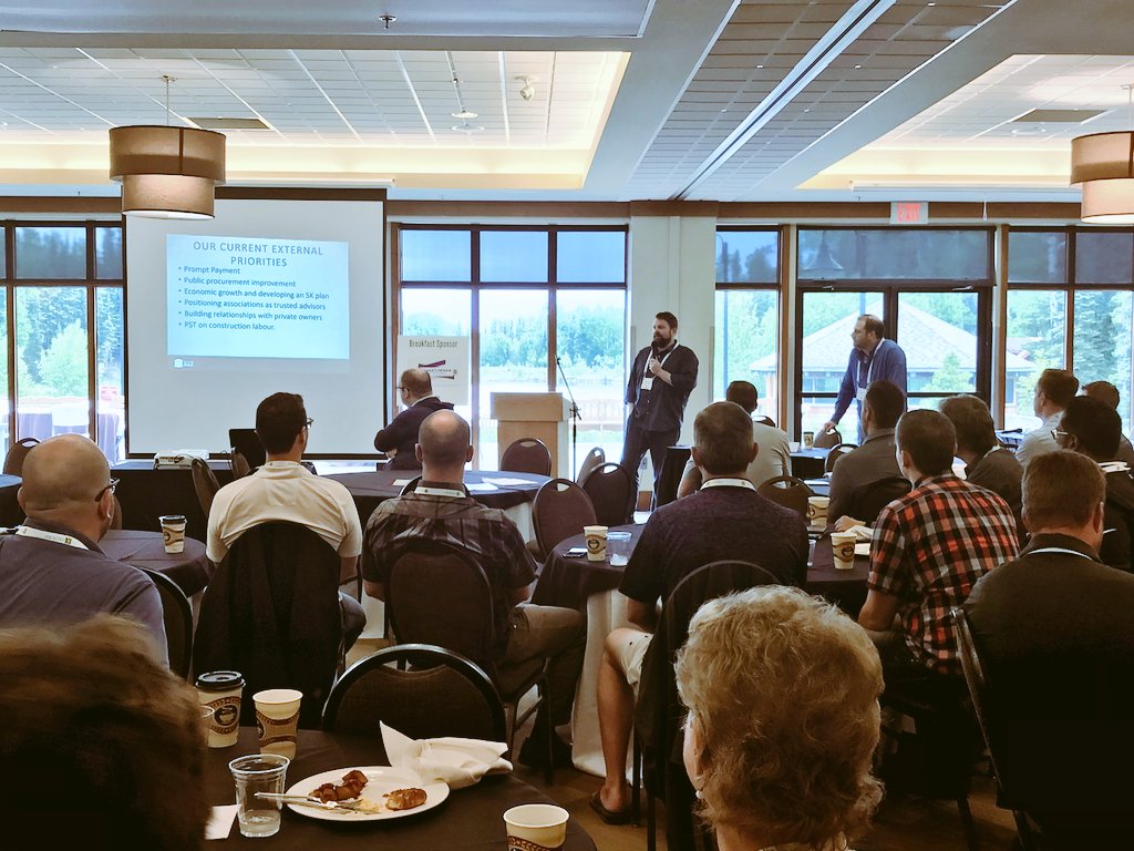WeBuildSK's tweet photo. Our pres & Board Chair give members an update on our provincial work #SCASummer @coopsinregina @RichterCoryr https://t.co/O48l0Y0qEu