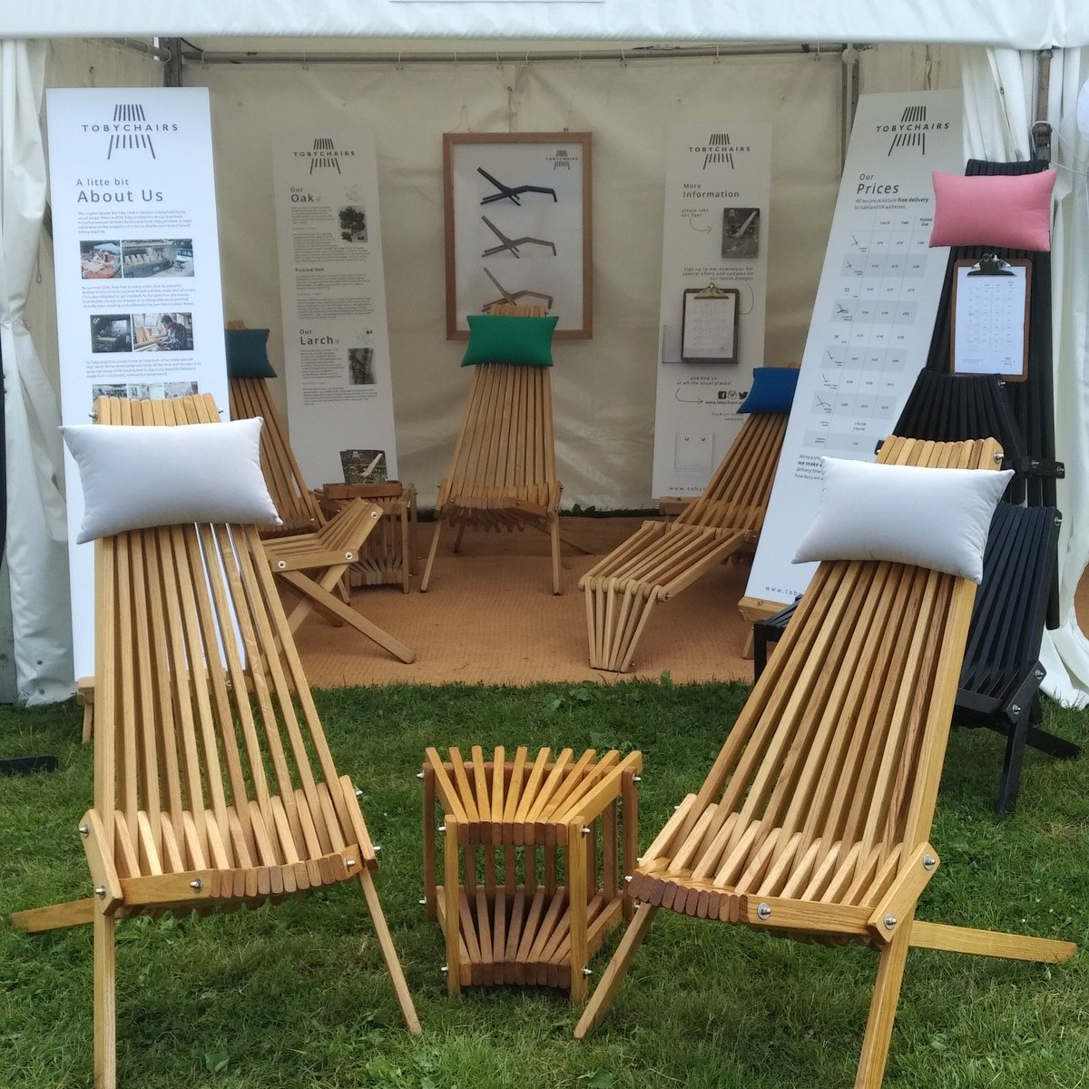 All set up at <a href="/CraftFestival/">クラフトフェス</a> Bovey Tracey - our wonderful side tables might come in handy this evening for the preview evening drinks for guests!