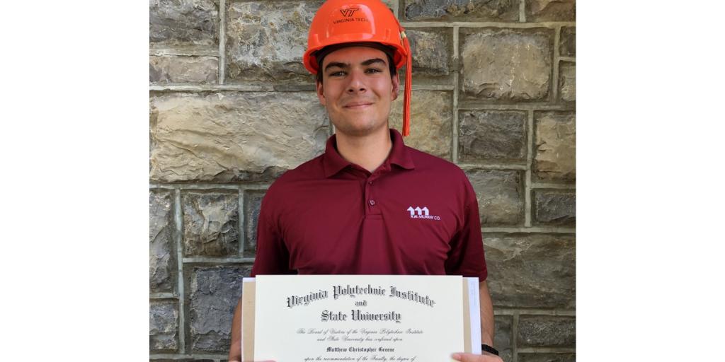 RWMurrayCo's tweet image. We're looking forward to having this recent #Hokie grad join our team! 🎓🎓 Matt Greene has interned with RWM for the past 3 summers and he'll be joining our project management team full-time later this month! 🤝👷‍♂ #projectmanager #virginiatechgrad #myerslawson #construction
