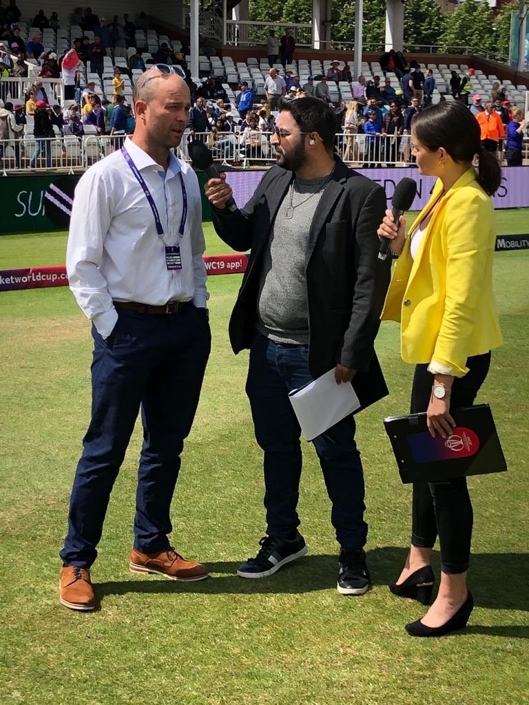 Great day out with @cricketworldcup today watching #AUSvWI at Trent Bridge! Helping the #CWC19 team out with some in-venue analysis during mid-innings. Some serious talent on show...