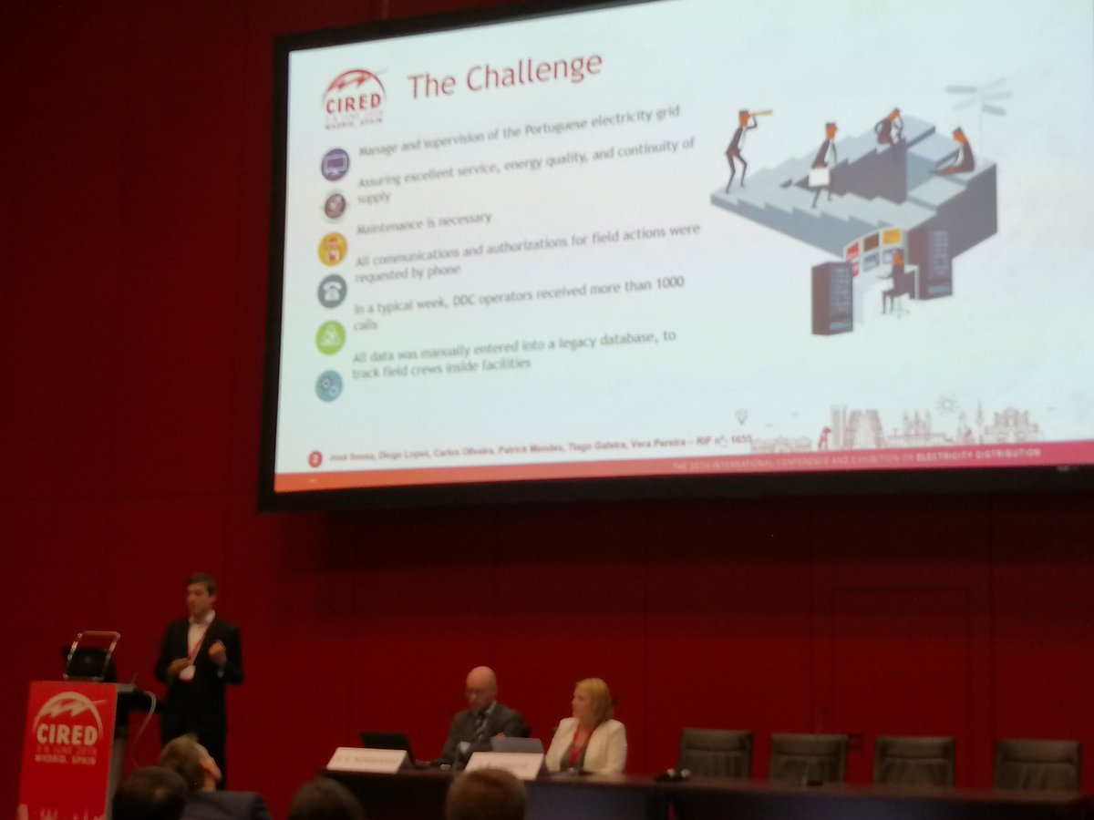 <a href="/josegmsousa/">José Sousa</a> presenting the check.-in tool from #EDPDistribuição, enhancing the management of workforce crews, improving efficiency @CIREDevents #CIRED2019 #digitalisation