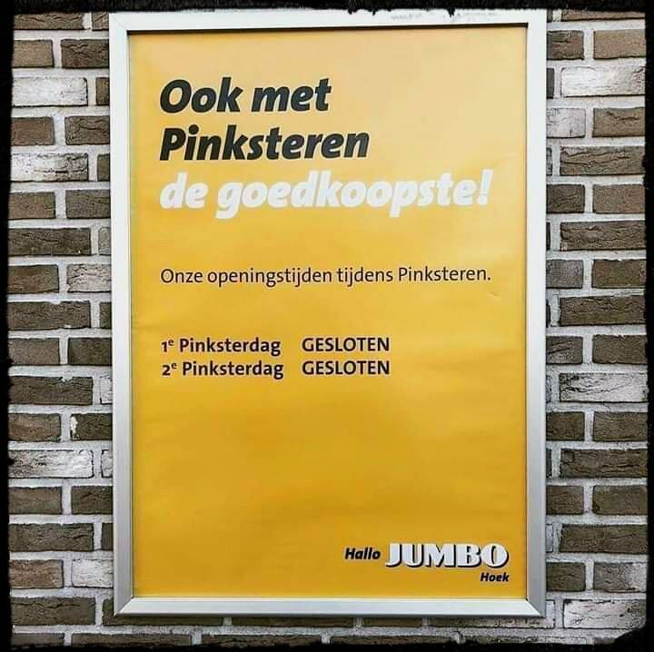 'Eindelijk een winkel die het heeft begrepen. Dat geen geld uitgeven het goedkoopste is. Verdient navolging', schrijft <a href="/ytzen/">Ytzen Lont</a> op Facebook. #Veenendaal #supermarkt #Pinksteren