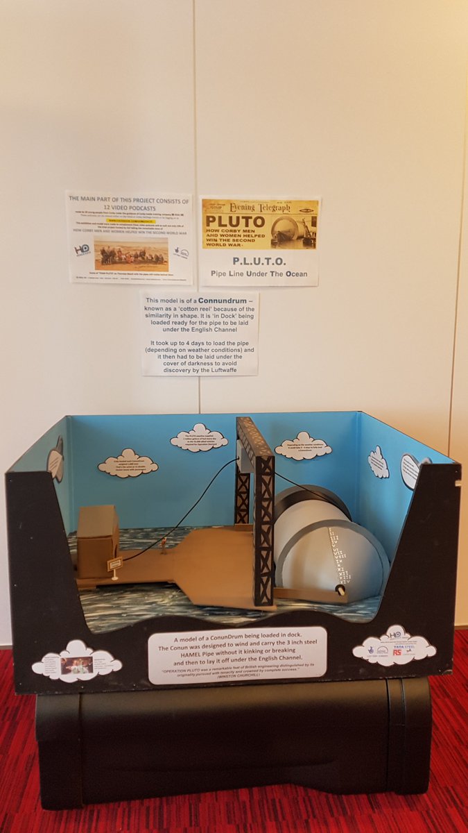 CicMedia's tweet photo. #corbyhour HD Media's PLUTO exhibition and model are on show this week outside the council chamber / in the Cube Foyer. Both free to any school who wishes to borrow them + 12 Vdieo podcasts. #DD75 #DDayLandings #DDay75thAnniversary #MadeInCorby #LoveCorby #HLFEastMidlands https://t.co/Mi86Zup1uI