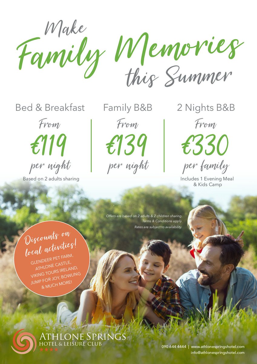 Galway Advertiser (@galwayad) on Twitter photo Planning your family Summer Break? Why not visit <a href="/athlonesprings/">Athlone Springs</a>, located in the centre of the Irish Midlands and offering plenty to see and do. Click the link below for more details and to book your stay now.
bit.ly/2KwVx74 Planning your family Summer Break? Why not visit <a href="/athlonesprings/">Athlone Springs</a>, located in the centre of the Irish Midlands and offering plenty to see and do. Click the link below for more details and to book your stay now.
bit.ly/2KwVx74