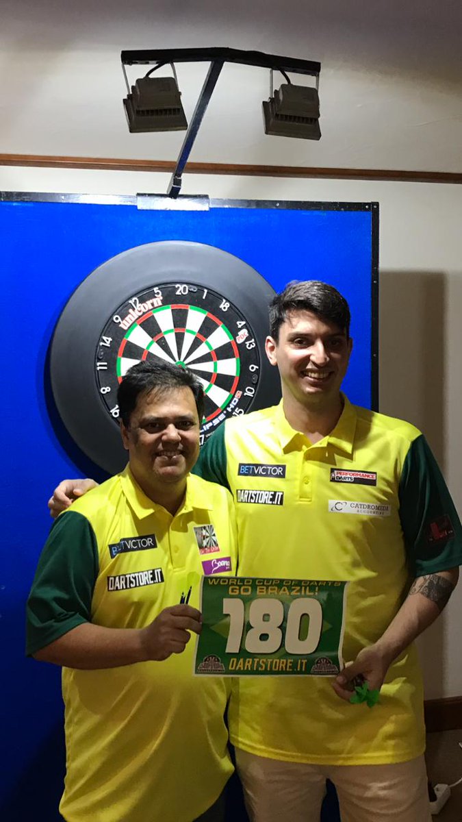 JDBdardosbrasil's tweet photo. Today's the day, @TeamBrazil180 will take on Sweden in the @BetVictor world Cup. Looking sharp in their new shirts.
#vamosbrasil https://t.co/q7b1CdZleG