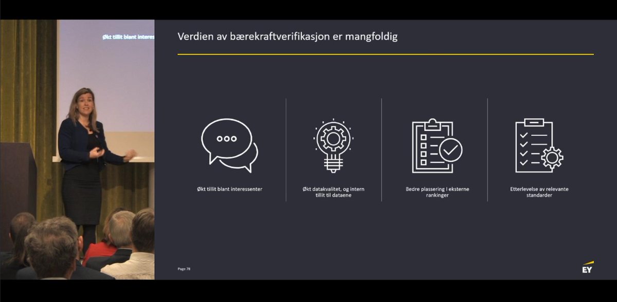 #bærekraft og #revisjon - Verdien av bærekraftsverifikasjon er stor og mangfoldig <a href="/hannethornam/">Hanne Thornam</a> @EY_Norge #dnrdagen