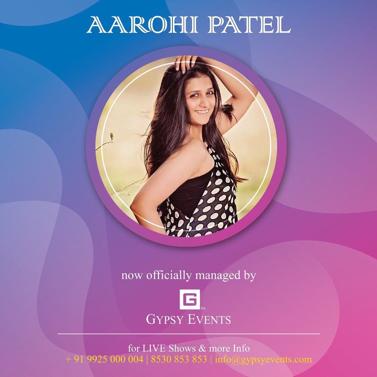 GypsyEvents's tweet photo. On the completion of 20 years, we are glad to extend our family !
We are extremely happy to welcome Aarohi Patel &amp; Malhar Thaker, now Exclusively managed by Gypsy Events !
@aarohipatel @MalharThakar 

For Bookings &amp; Inquiries: Call us on +91 8530 853 853 https://t.co/P1MZe3spF3