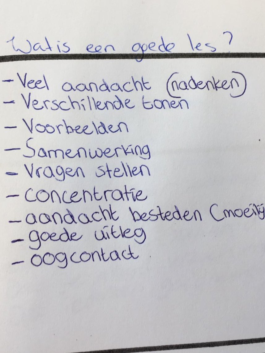 Wat is een goed les en wat doet een goede leraar? Leerlingen uit groep 5 t/m 8 buigen zich hierover zodat wij weten waar we aan moeten werken komend jaar. Prachtig zo’n leerlingarena!
