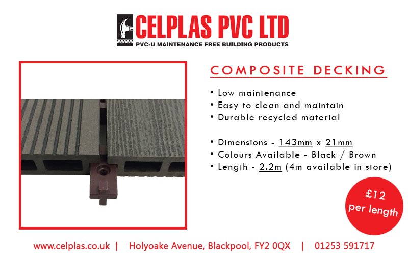 Celplas_PVC's tweet image. With Summer just around the corner, it's never too late to prep your home for the warm weather. Our composite decking is our recommendation for those who are looking for a fresh look with durable, recycled materials. Available in Black or Brown!