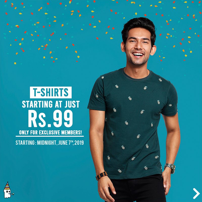 Souled Store on X: "T-shirts STARTING AT Rs.99?! Backpacks STARTING AT Rs.179?! Boxers STARTING AT Rs.79?! Yes, you read it right. your calendars! Sale June 7, 2019 Become an