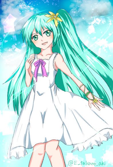 たかのアキ 絵描き Divaモジュールのホワイトワンピースを描きました 初音ミク Diva Vocaloid たかのアキ 絵描き Divaモジュールのホワイトワンピースを描きました 初音ミク Diva Vocaloid