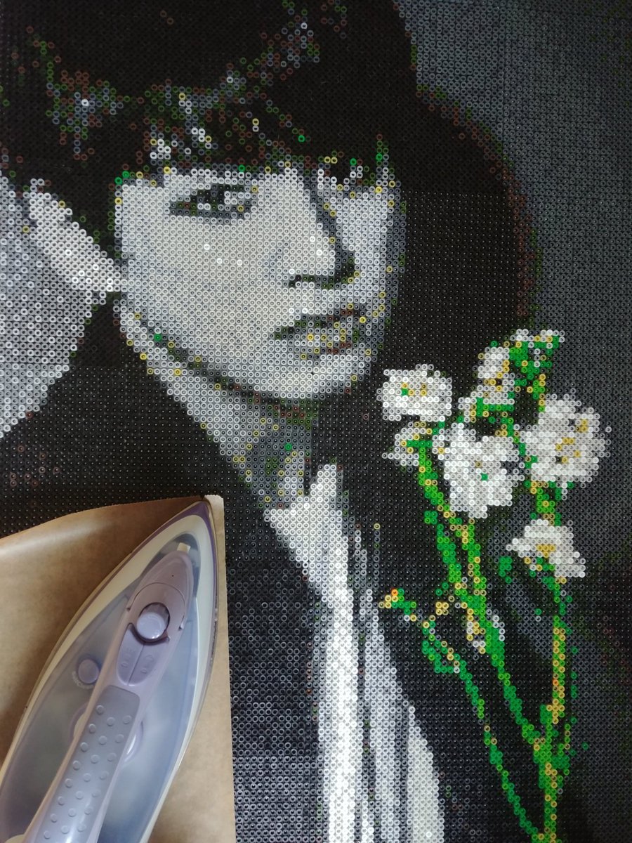 kkkamiv's tweet photo. When working on big bead projects it might happen that you end up spending 2 to 3 hours ironing the piece ⏰ Let's do this!
.
#pixelart #beads #beadart #btsfanart #jungkook #portrait https://t.co/NSWlICLrk3