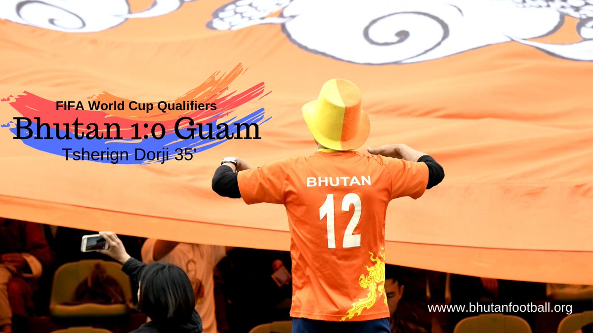 Latest Score : FIFA World Cup Qualifiers 
BHUTAN 1:0 GUAM
Tshering Dorji 35'

#bhutanvsguam #bhutan #dragonboys #fifa #FIFAWorldCupQualifiers #FIFAWorldCup

bhutanfootball.org