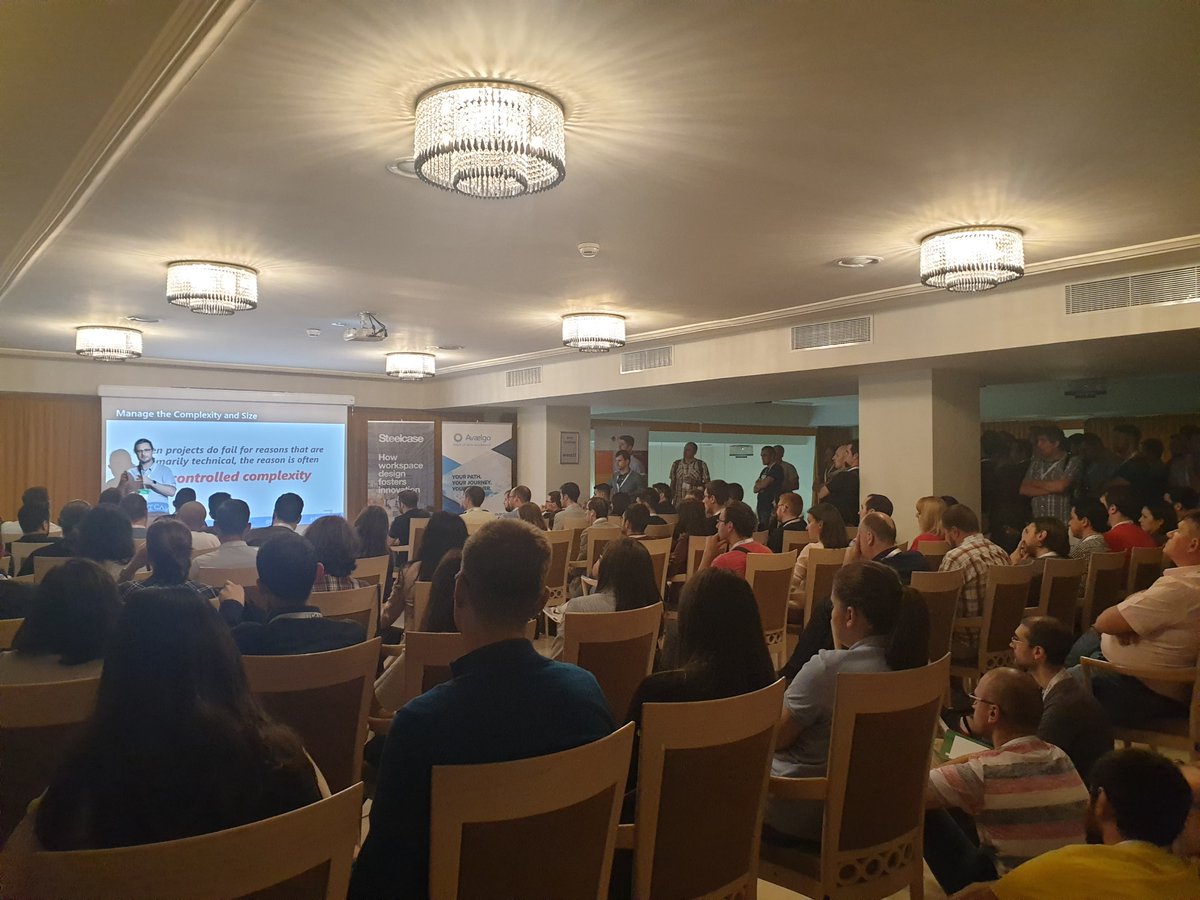 ITCampRO's tweet photo. Full house at @florincoros 's session Implementing Clean Architecture #itcamp19 #community #conference #cluj https://t.co/NRlA6mCFT5