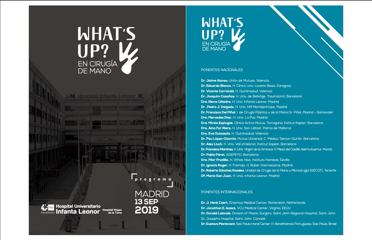 Dr_Corella's tweet photo. “What’s up en Cirugía de Mano” 13 SEPT 2019. https://t.co/rwMGDmIc9F
Curso multidisciplinar para fisioterapeutas, terapeutas ocupacionales, rehabilitadores y cirujanos interesados en conocer las ultimas novedades en cirugía de Mano. Ponentes de altísimo nivel. https://t.co/V2DyEZkNAQ