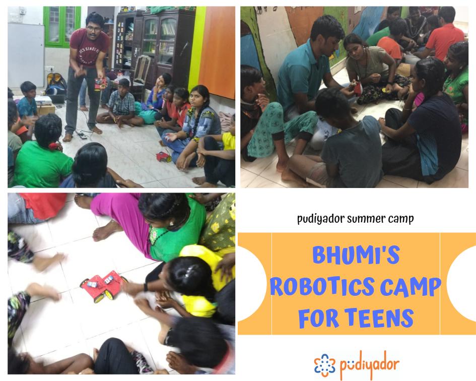 pudiyador's tweet photo. Thank you @BhumiOrg for introducing our teenagers to robotics with hands-on sessions this summer! They had a blast & can't wait to build more. #BacktoSchool #ReadyforSchool #ForEveryChild #FocusonEducation #FutureReady #PudiyadorLearns #FirstMonthofSchool https://t.co/k7XioEV7oL