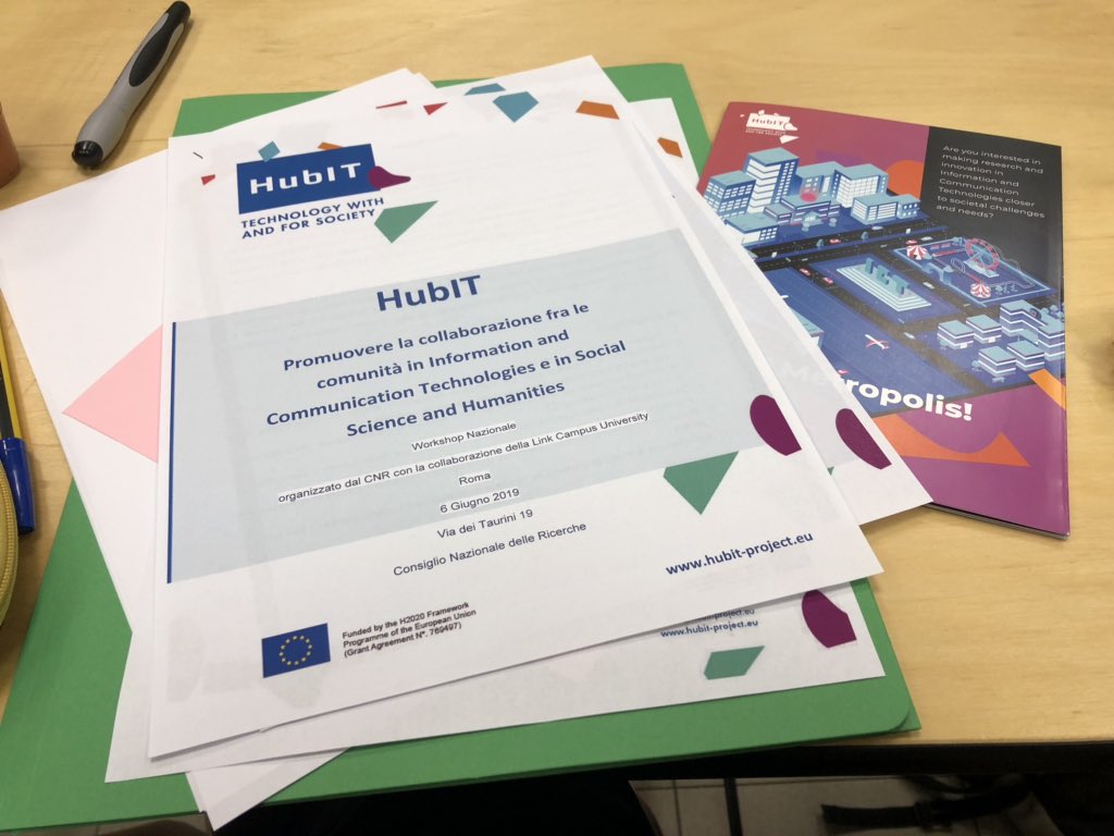 Attending @HubIT_H2020 workshop at #CNR dealing with the role of #RRI in #ICT #innovation to tackle #societalchallenges