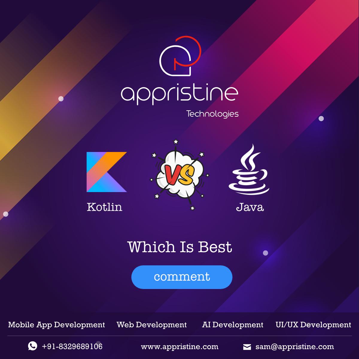 Appristine's tweet image. 🙋Hi Andriodians!
Which Language is Best Java or Kotlin, for programming? Please Comment.
#Java #Kotlin #javavskotlin #programmer #programming #language #comment