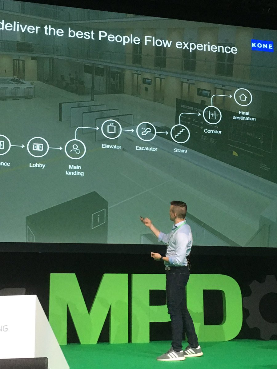 MikkoPositively's tweet photo. @JussiHerlin #MPD2019: @KONE is not about elevators and escalators. It’s about flow - peopleflow-and platforms. Talk to your elevator! #MPdays https://t.co/5ljW9vBofM