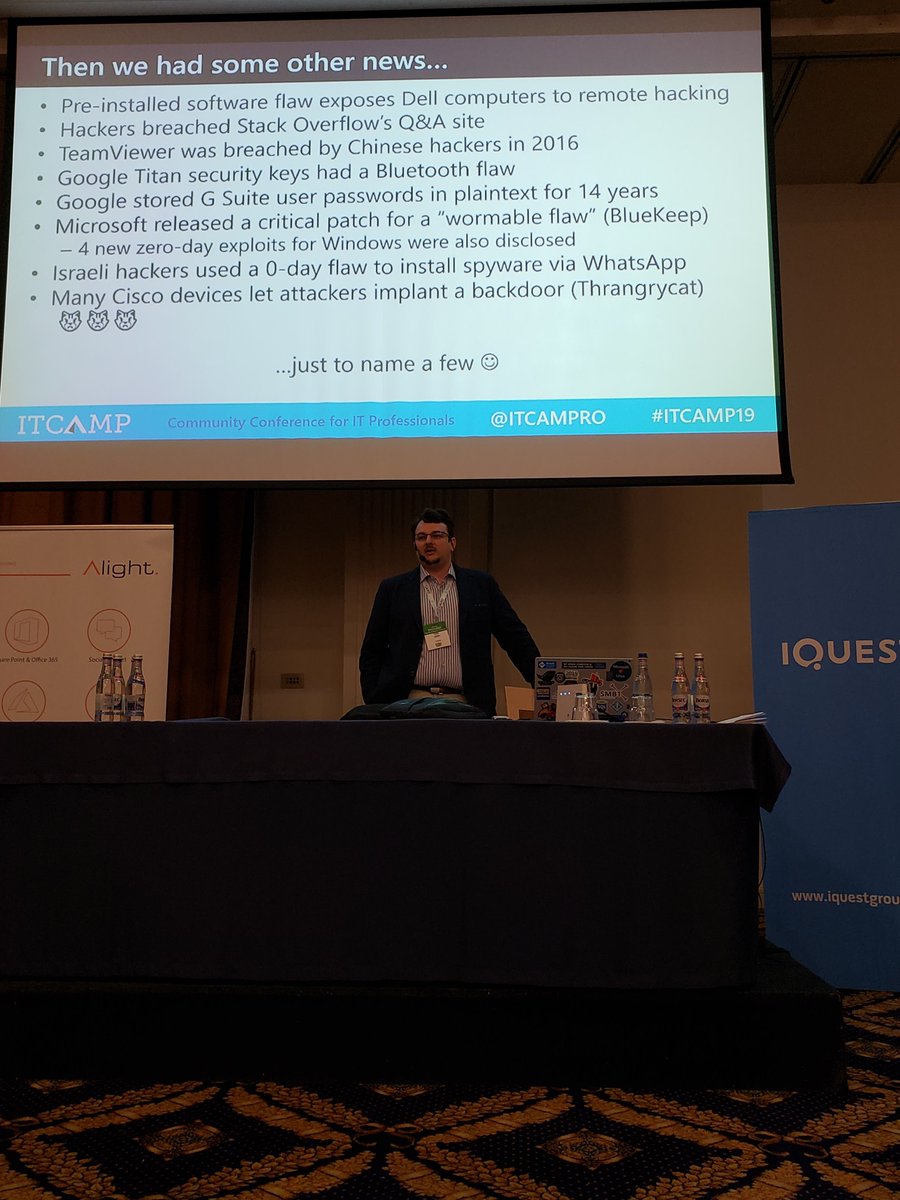 ITCampRO's tweet photo. @tudydamian presented his talk You've just been hacked! Now what? at #itcamp19 #cluj #hacking #security https://t.co/cmnRKmGWUp