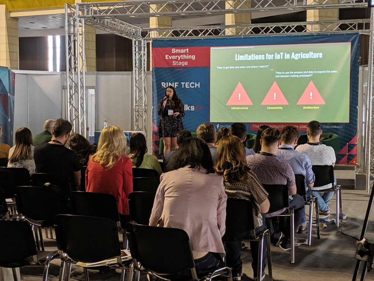 ioana_cis's tweet photo. How can IoT improve everyone's life? Is not necessarily only for IT field.. Agriculture too can benefits of it and @kary_key is showcasing some of the solutions at #devtalksro #IoT #womenintech https://t.co/DrMEkUZhKD