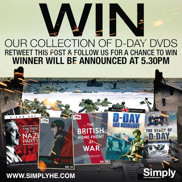 We're commemorating the 75th anniversary of D-Day by giving you the chance to #Win a collection of 9 documentary packed full of exclusive archive footage &amp; first hand accounts from those who risked their life in Normandy. Follow &amp; RT to enter
#DDay75 #LestWeForget #DDay75years