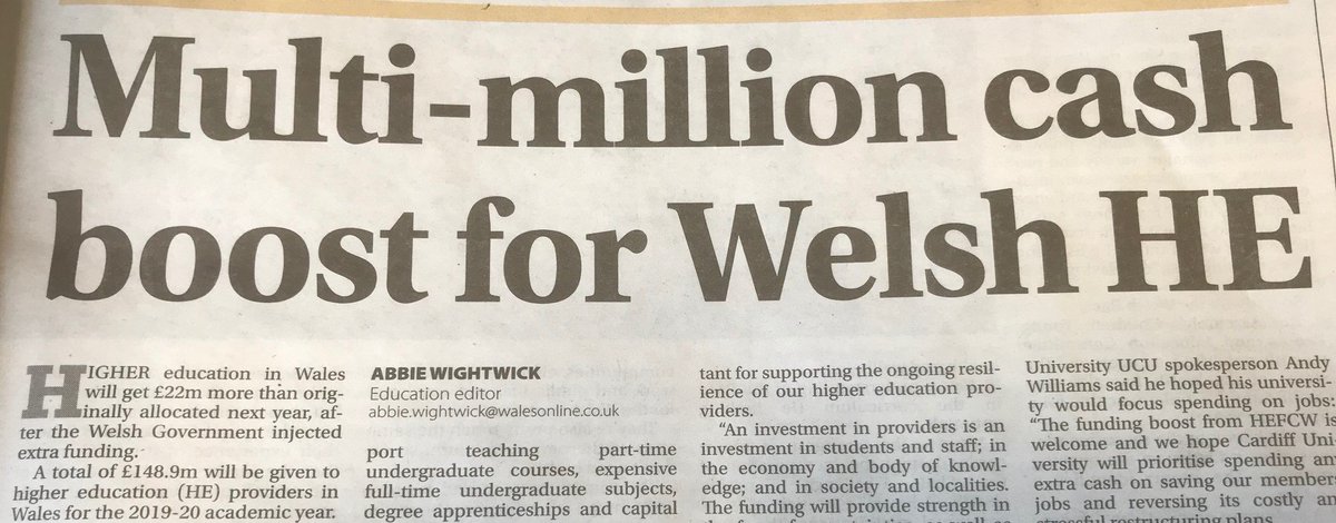 We’re increasing Welsh Government funding for higher education this year to increase support for teaching, degree apprenticeships and expensive subjects. £76.2m has also been provided for HE research in Wales <a href="/HEFCW/">HEFCW | CCAUC</a>