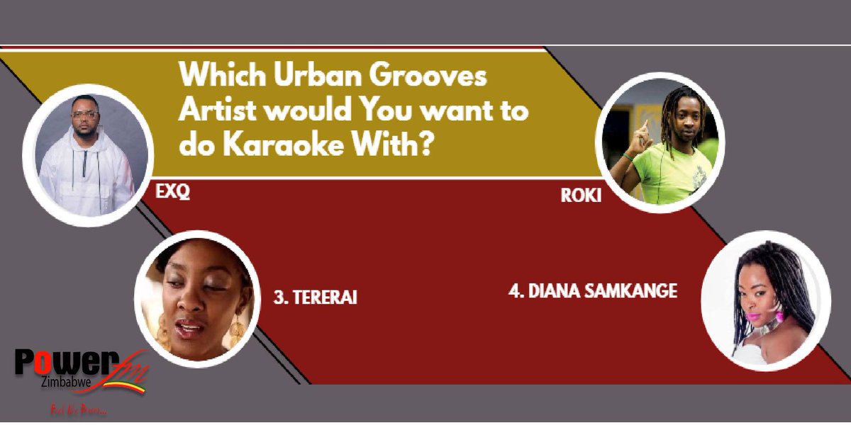 powerfmzimbabwe's tweet photo. Which Urban Grooves Artist Would You Want to Do Karaoke With?
#ThrowBackGrooves
@exqwizit04 @tererai8zw @DianaSamkange @classic263 @NhauRadio @MatoboLodge @hazvisakarombe https://t.co/jg6PXeBMWe