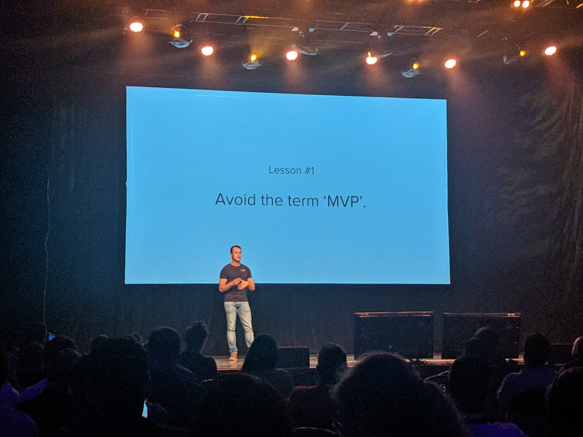 "MVP is a misleading and confusing word, don't use it" 

<a href="/sebastienphl/">Sebastien Phlix</a> prefers the concept of "Earliest usable, testable and lovable product" and we can only agree 👏

<a href="/LaProductConf/">LaProductConf</a> #LPC2019