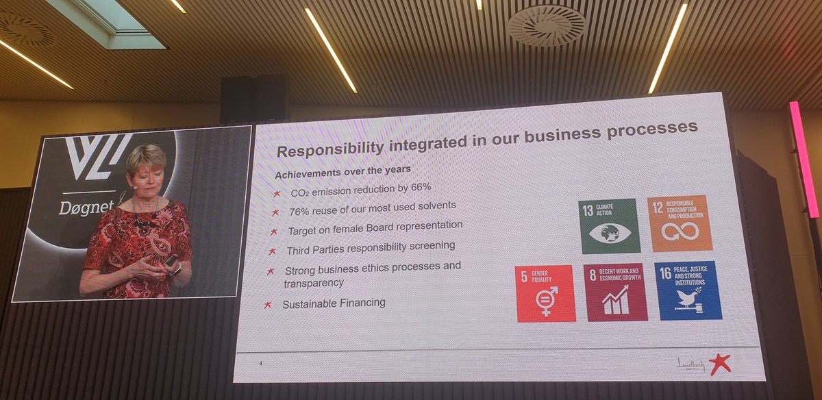 RuffSusie's tweet image. CEO Deborah Dunsire, Danish Lundbeck Pharma corporate sharing the 5 SDG&apos;S they focus on in their work with brain restoration &amp;amp; mental health.
#healthtech #welfaretech #danishhealthtech #SDGsImpactChat #womenintech #VLdøgnet2019