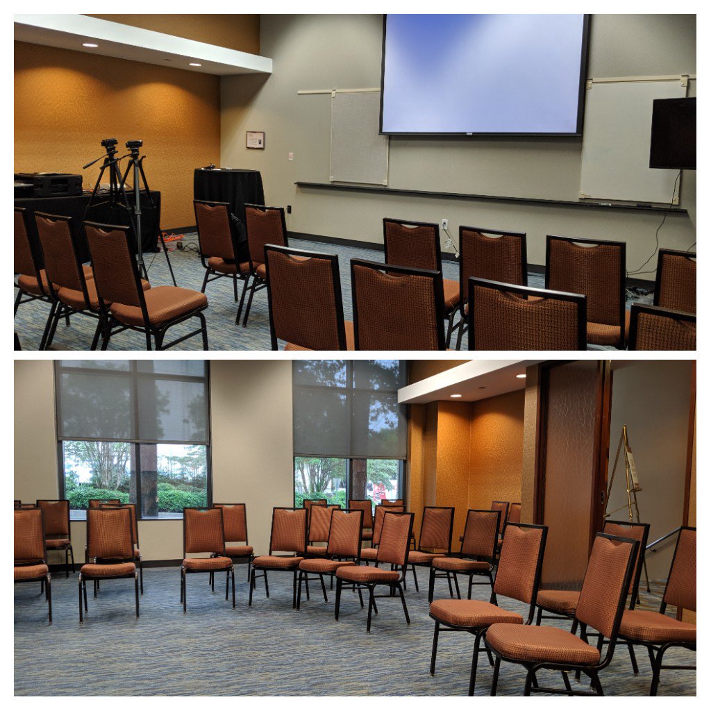 llcycore's tweet image. Today, I'm *that* speaker: room before and after. We're talking about ethics on the leadership track in room 104 in half an hour #refactr #refactrtech @RefactrTech