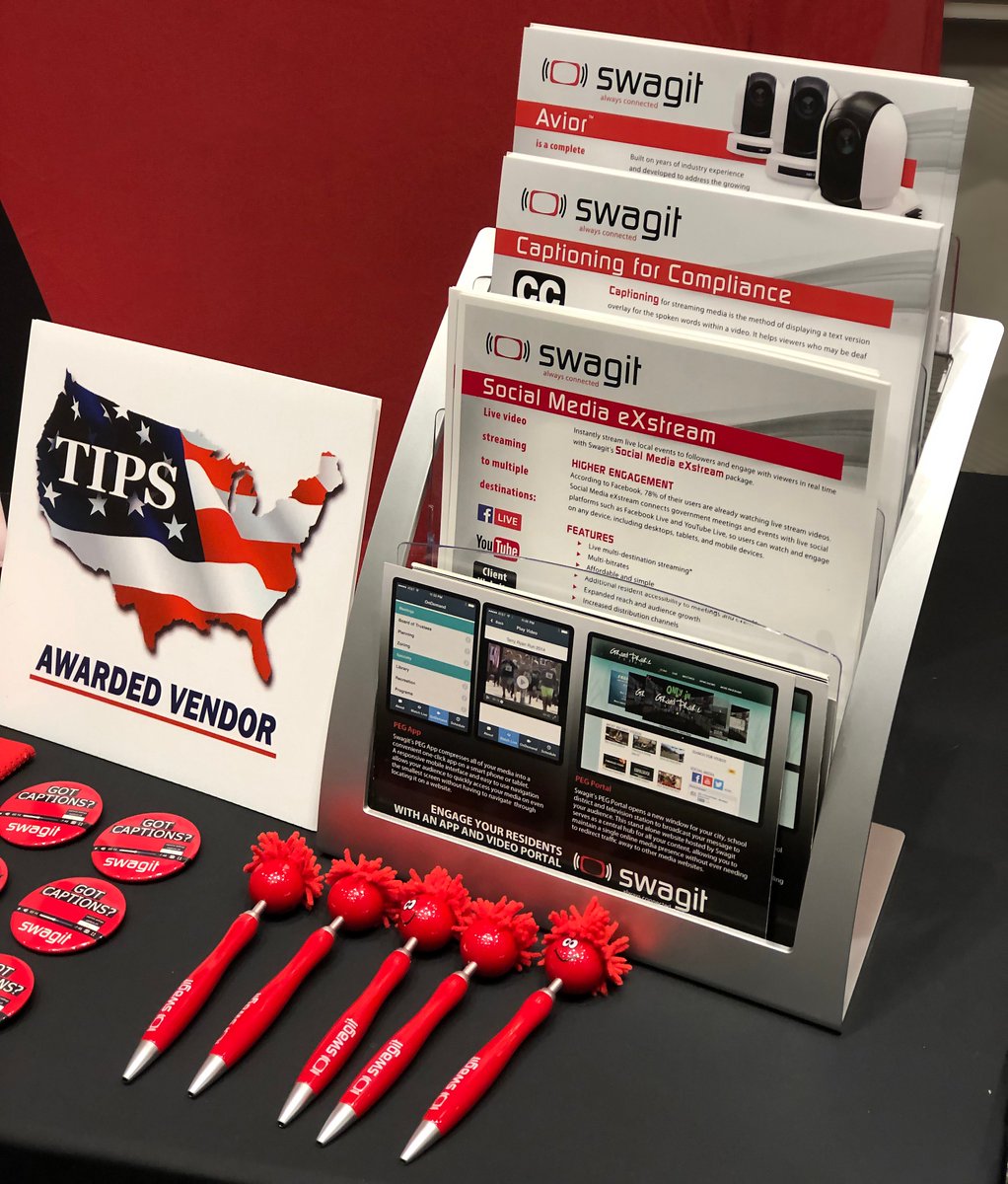 SwagitProd's tweet photo. We are excited to be at #TAMIO19 - stop by Swagit's booth to learn more about Hands-Free Video Streaming and related solutions for government transparency! #AlwaysConnected https://t.co/LS0wEUSgqi