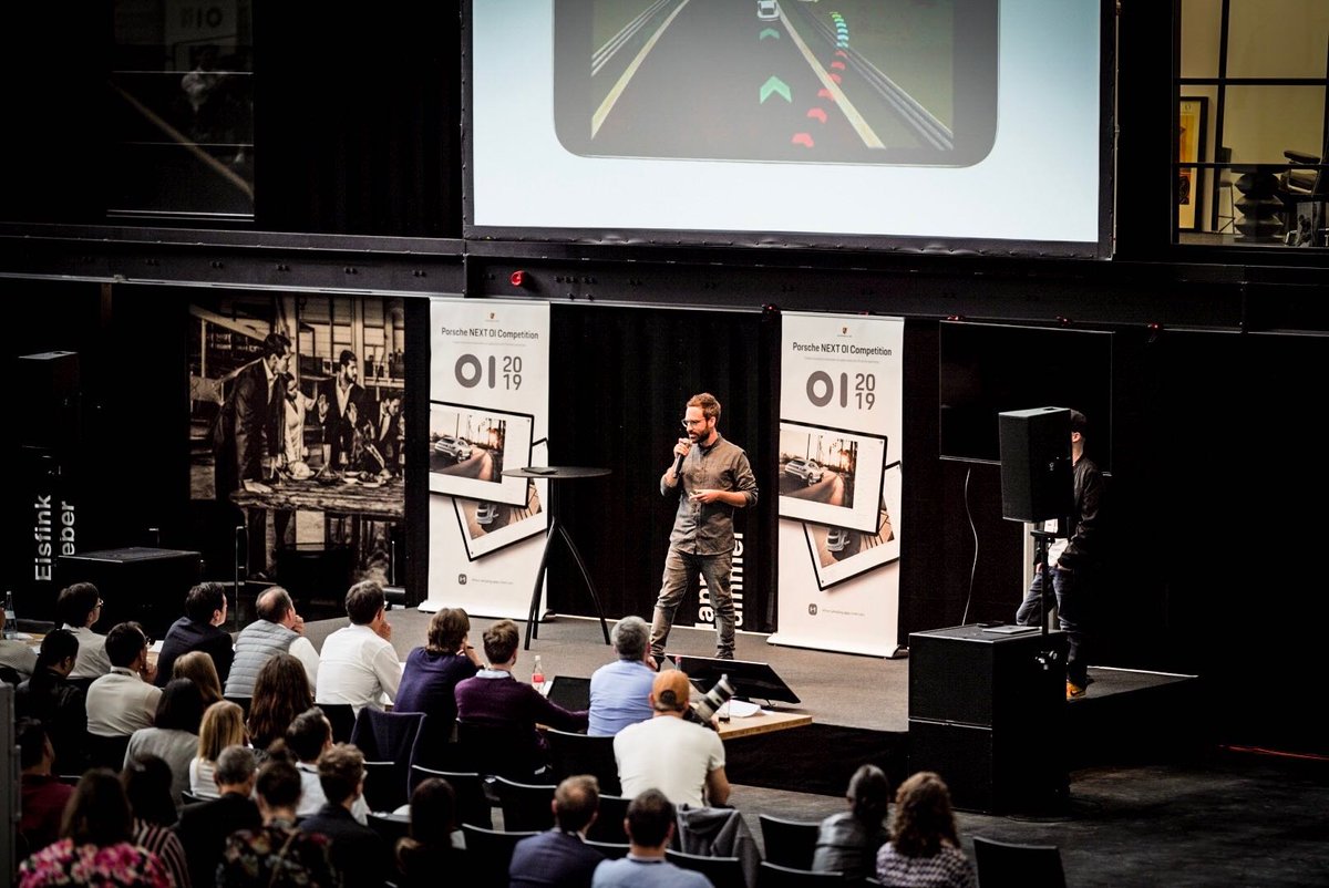 Safe, fun and shareable: Third up at #PorscheNEXTOI are <a href="/dominik_stocker/">Dominik Stocker</a> and <a href="/rogerrueegg/">Roger Rueegg</a> from <a href="/WayAheadTech/">Way Ahead Technologies</a>. Their technology  tracks, maps and visualizes real driving live and in 3D to enhance the driving experience in very different manners.
