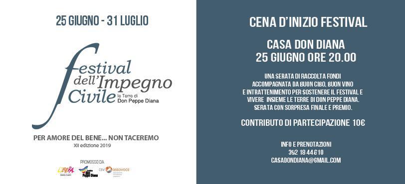 A cena a #casadonDiana per sostenere il festival dell'impegno civile. #cibo #musica #festival #donpeppediana #casadonDiana #25giugno