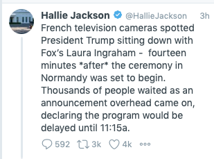 SteveKrak's tweet photo. How a lie spreads, in 2019:

Tweet a lie implying Trump caused a delay in the Normandy ceremony: 2,500+ RTs.

Tweet a correction noting it was actually caused by Macron: 100+ RTs.

No deleting of the original tweet. https://t.co/GMvMoTxgAQ