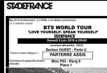 jimfeelss's tweet photo. IM SELLING A BTS TICKET FOR PARIS DAY 2 P53 ROW 5 

€130 !! https://t.co/kyEj0gK60F