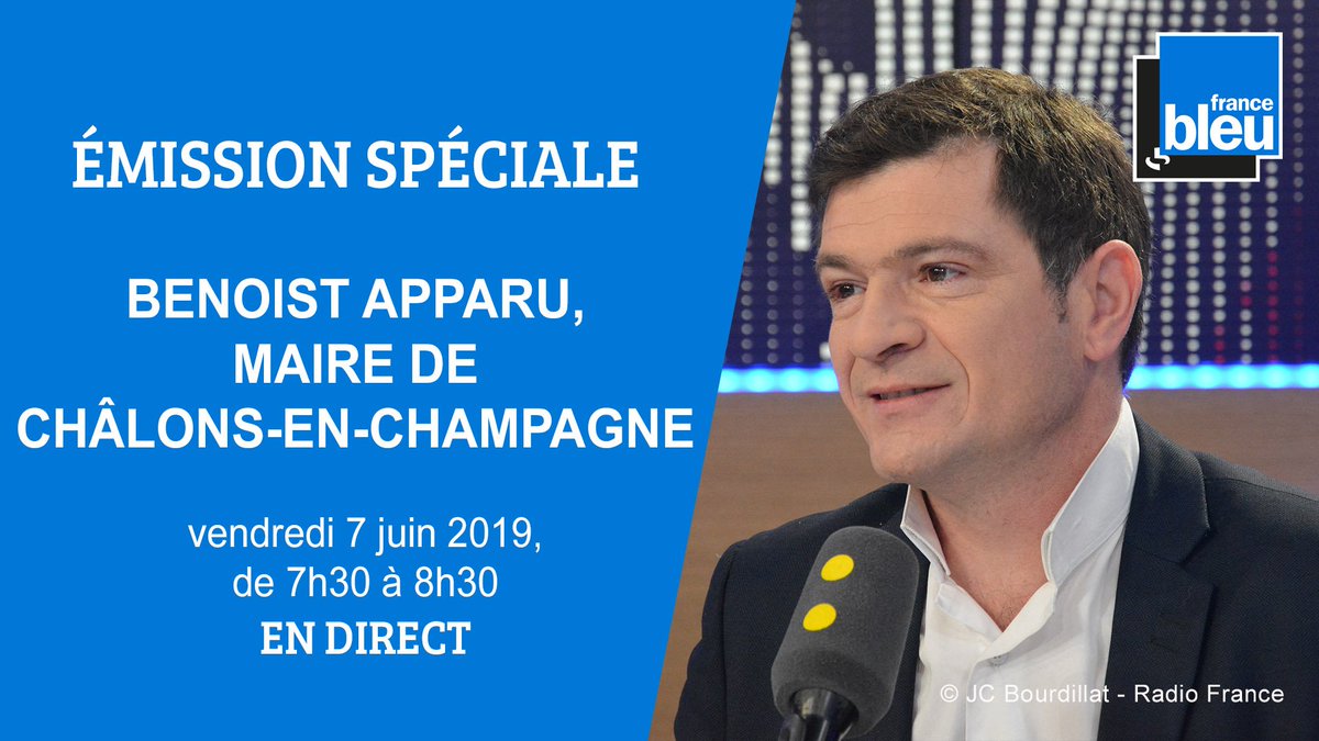 icichampagne's tweet photo. Ce vendredi dans la matinale France Bleu @benoistapparu
est notre invité pour une heure d'entretien. Bilan de 5 ans pour le maire sans étiquette de Châlons-en-Champagne. Quel choix pour 2020? 
https://t.co/Bv68I51ecH https://t.co/BrHvBjnSOV