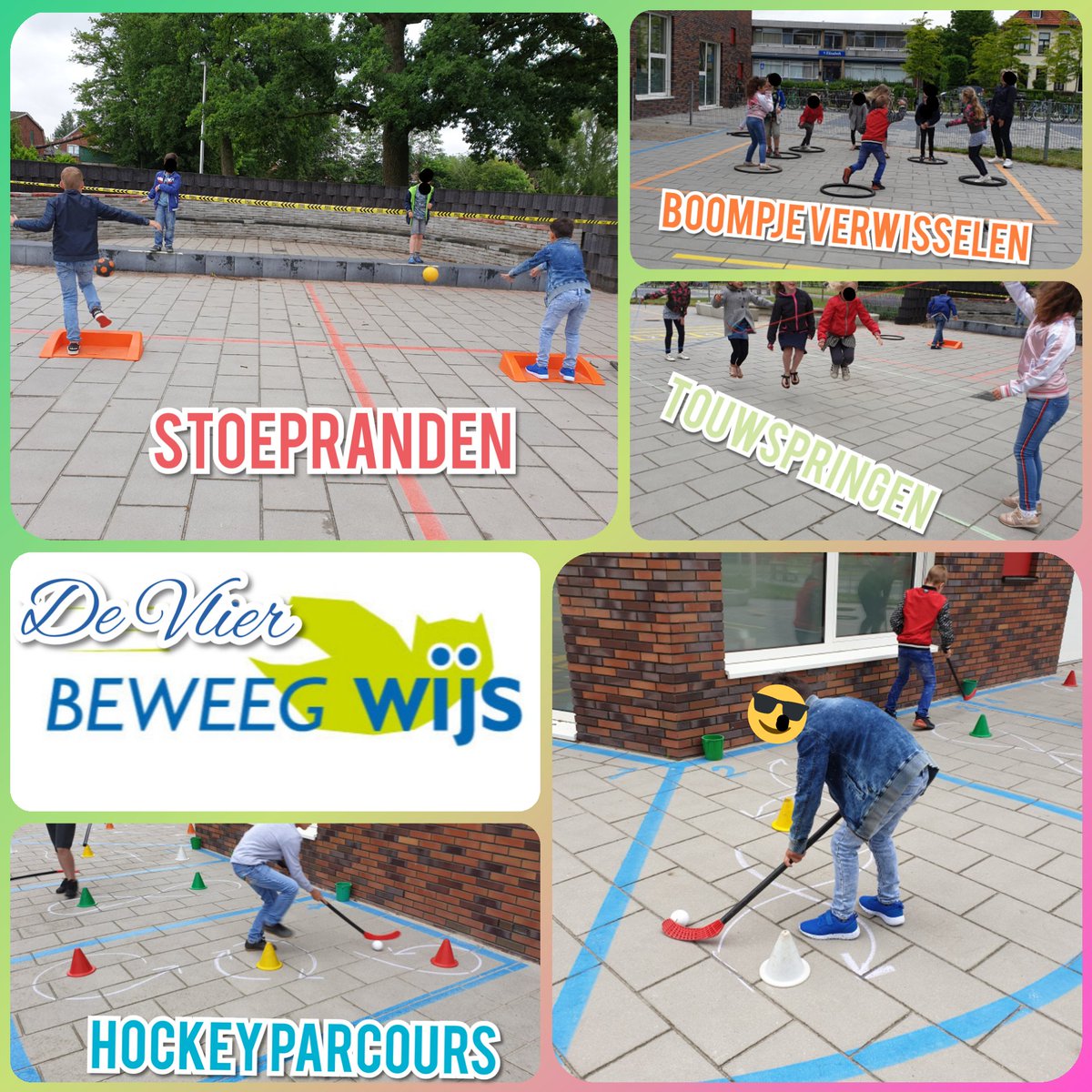 Veel beweging en speelplezier op het schoolplein van De Vlier <a href="/Gem_Winterswijk/">gemeente Winterswijk</a>. Deze week tijdens @BeweegWijs weer nieuwe activiteiten op het programma inclusief instructie voor verschillende klassen. We hebben zelfs geoefend voor het NK stoepranden!